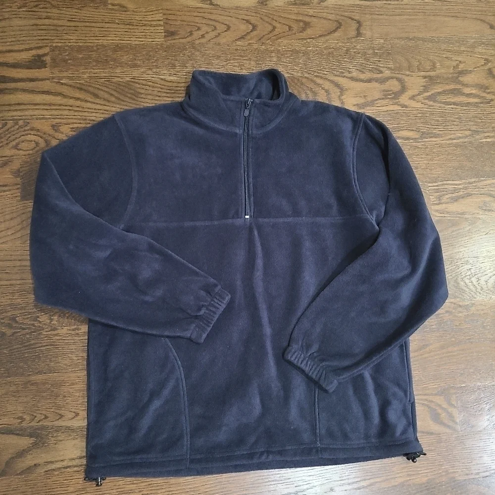 NWOT Harriton men's fleece pullover Quater Zip sz.L navy blue (d7)